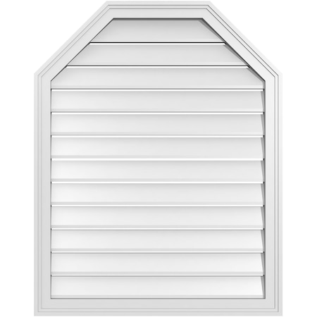 Ekena Millwork Octagonal Top Surface Mount PVC Gable Vent w/ 2"W x 1-1/2"P Brickmould Frame, 30"W x 38"H GVPOT30X3802SF